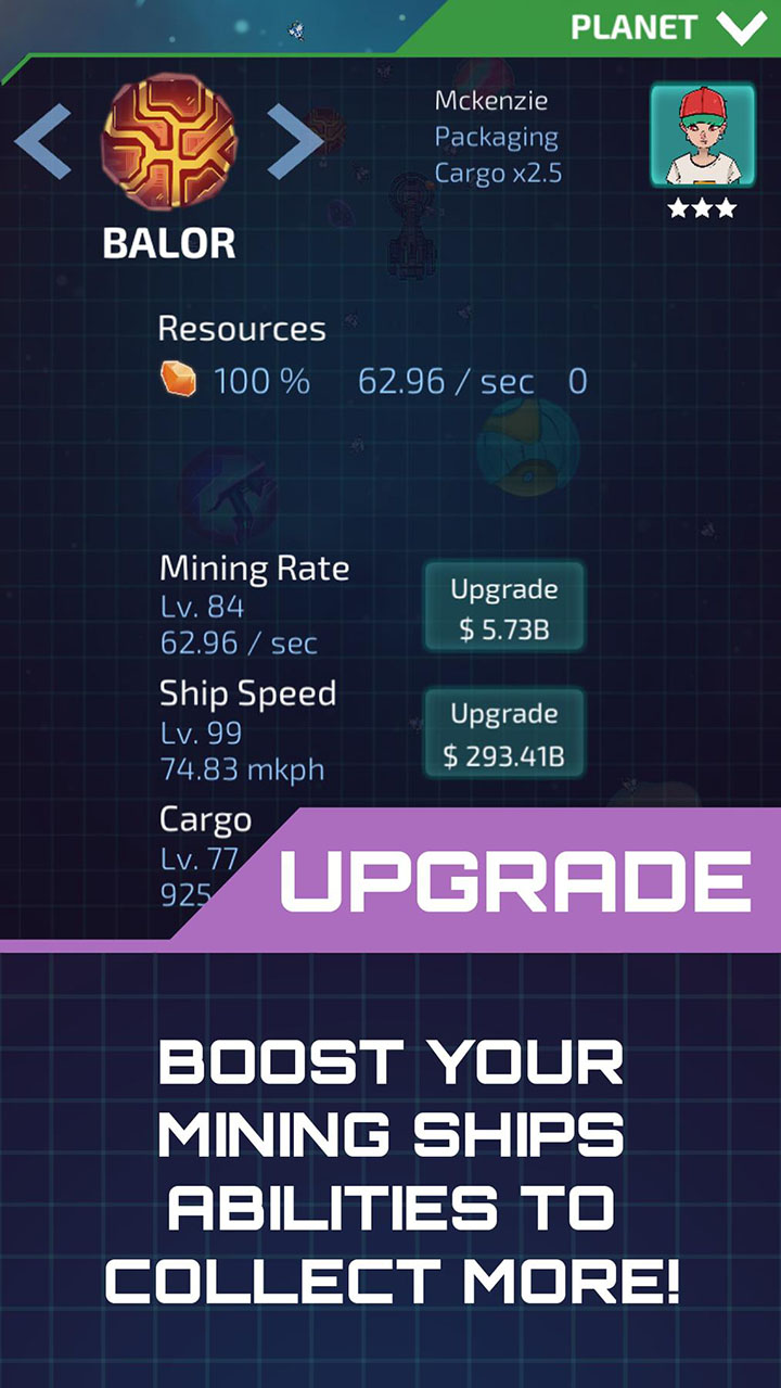 شاشة Idle Planet Miner 3