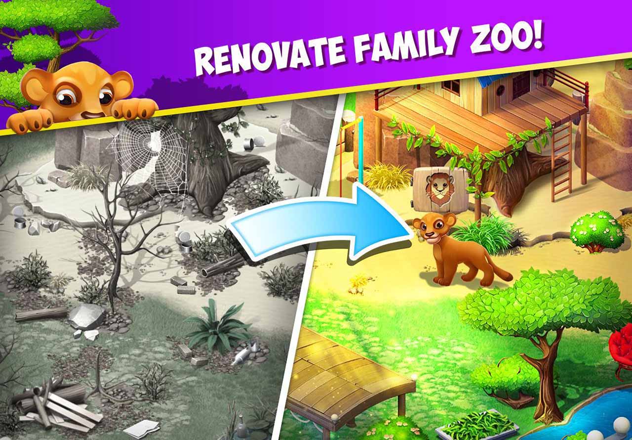 حديقة حيوانات العائلة شاشة قصة اللعبة اللعبة 0