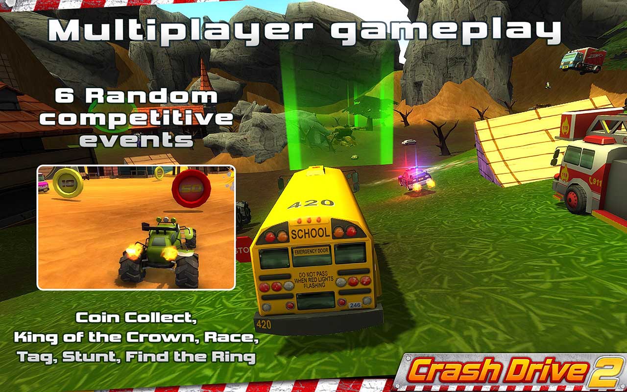 شاشة Crash Drive 2 ثلاثية الأبعاد لسباق السيارات 0